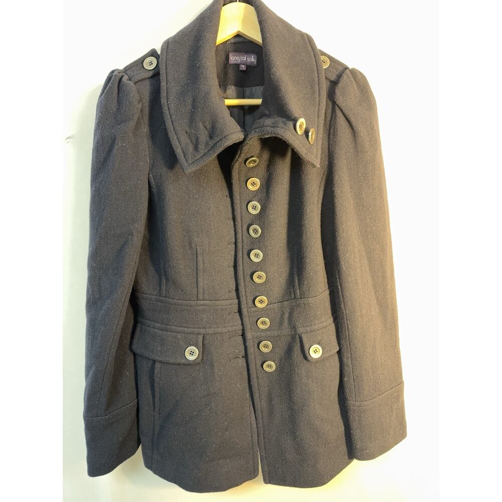 Long Tall Sally Navy Wool Military Button Front Coat Women’s 10 Tall‎